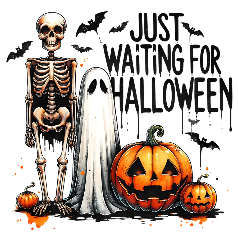 Halloween Skeleton and Pumpkin DTF Transfer