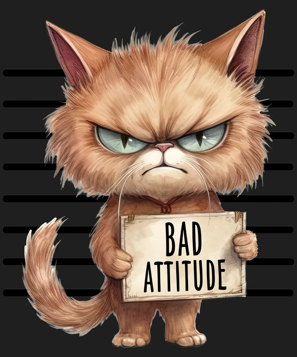 Bad Attitude Cat DTF Transfer Ready to Press