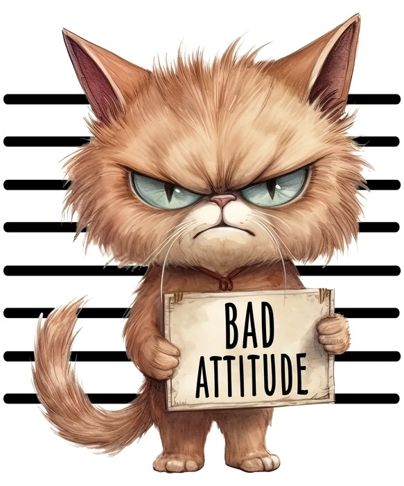 Bad Attitude Cat DTF Transfer Ready to Press