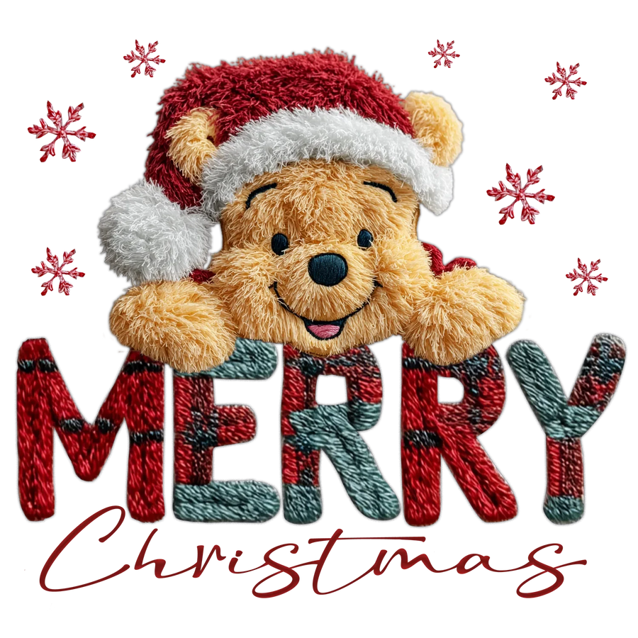 Christmas Teddy Merry Christmas DTF Transfer Ready to Press