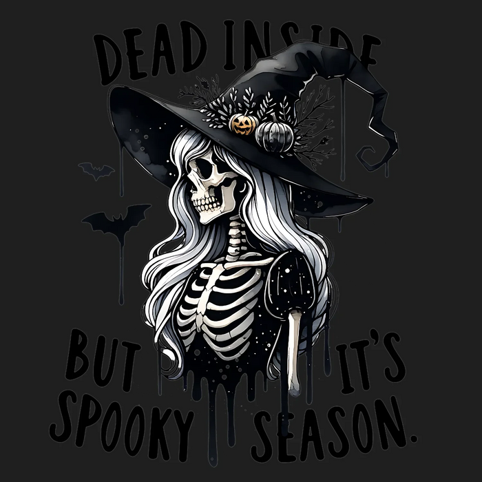 Halloween Hexe Skelett DTF Transfer Bereit zum Aufbügeln