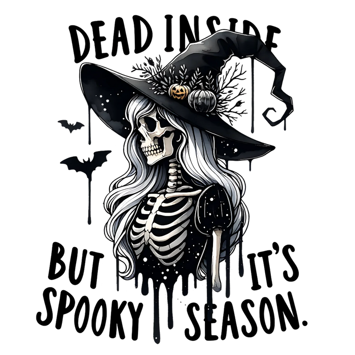 Halloween Hexe Skelett DTF Transfer Bereit zum Aufbügeln