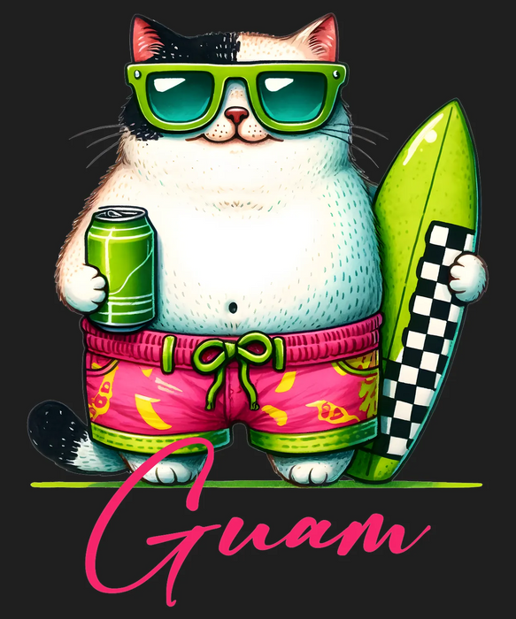 Beach Cat DTF Transfer Ready to Press - Guam