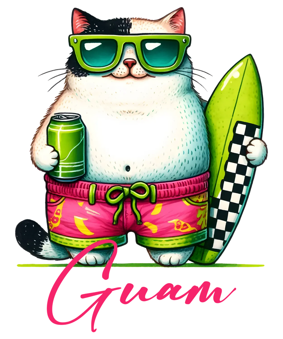 Beach Cat DTF Transfer Ready to Press - Guam
