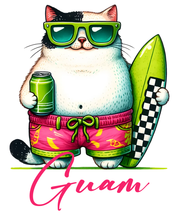 Beach Cat DTF Transfer Ready to Press - Guam