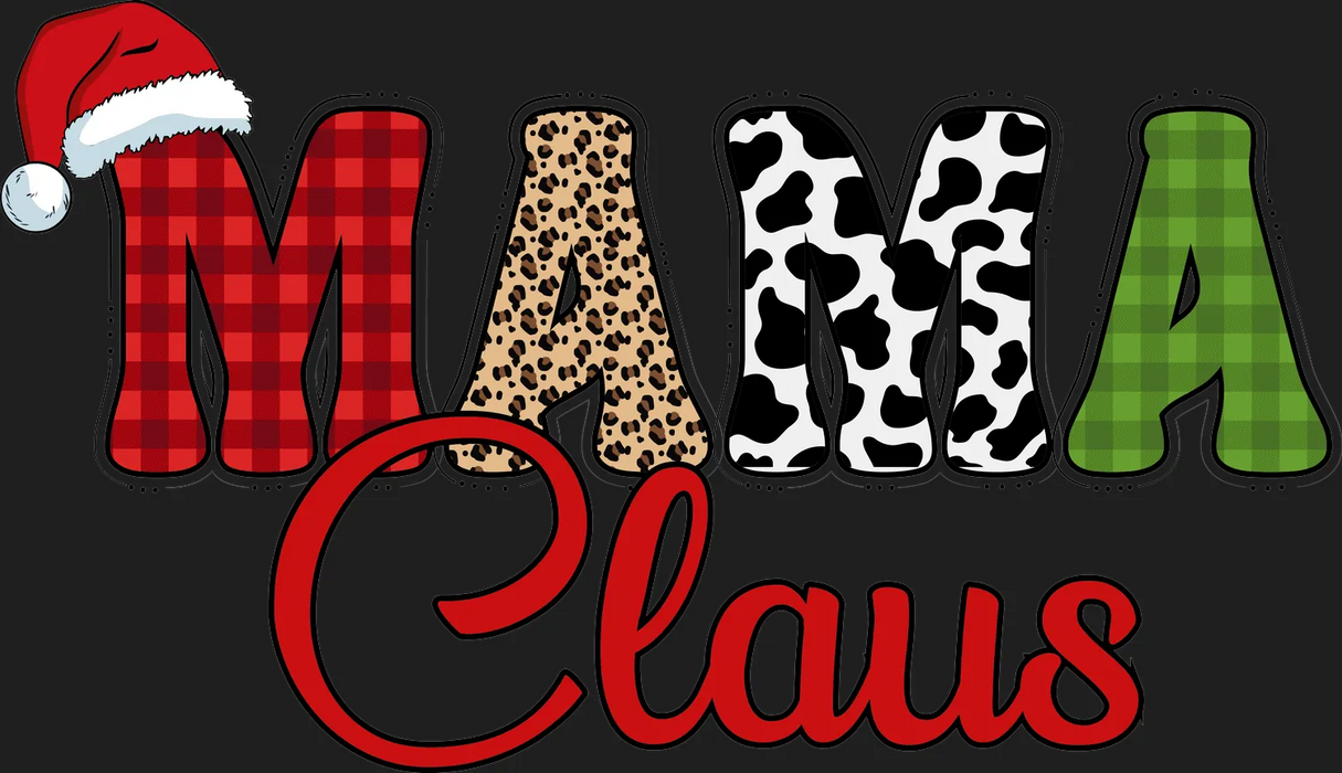 Mama Claus Plaid DTF Transfer Ready to Press
