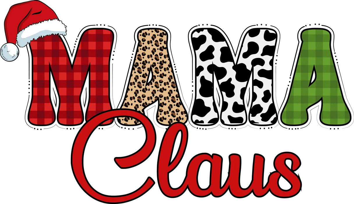 Mama Claus Plaid DTF Transfer Ready to Press
