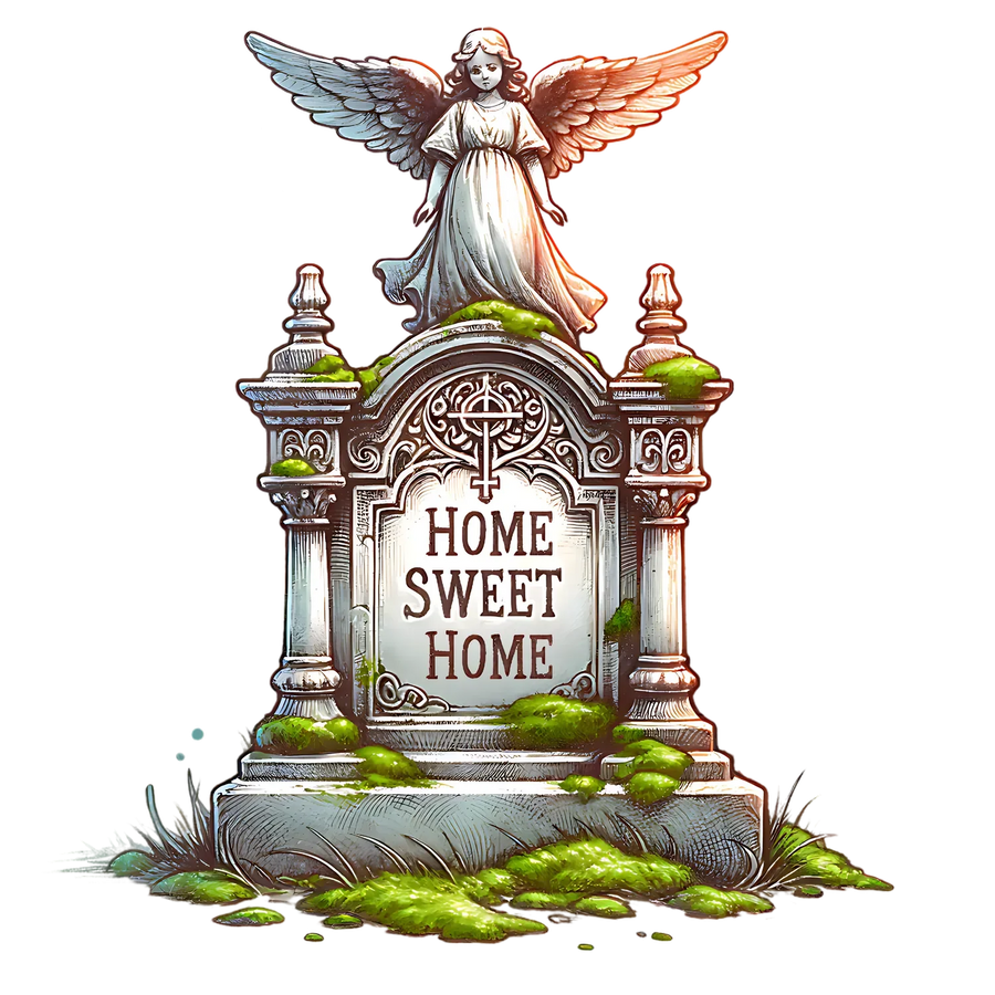 Angel Tombstone Home Sweet Home DTF Transfer