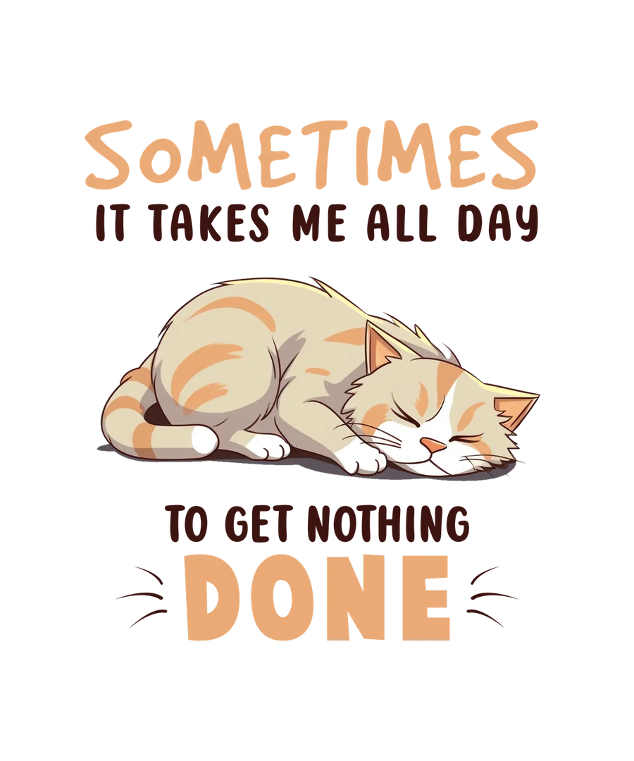 Lazy Cat DTF Transfer Ready to Press