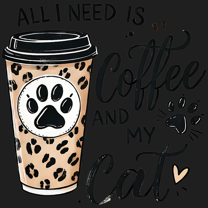 Coffee Cat DTF Transfer Ready to Press
