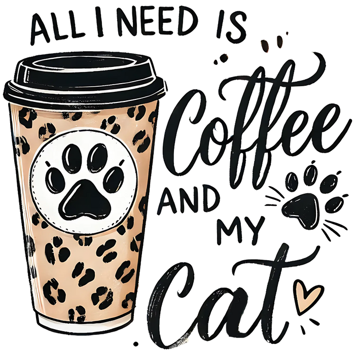 Coffee Cat DTF Transfer Ready to Press