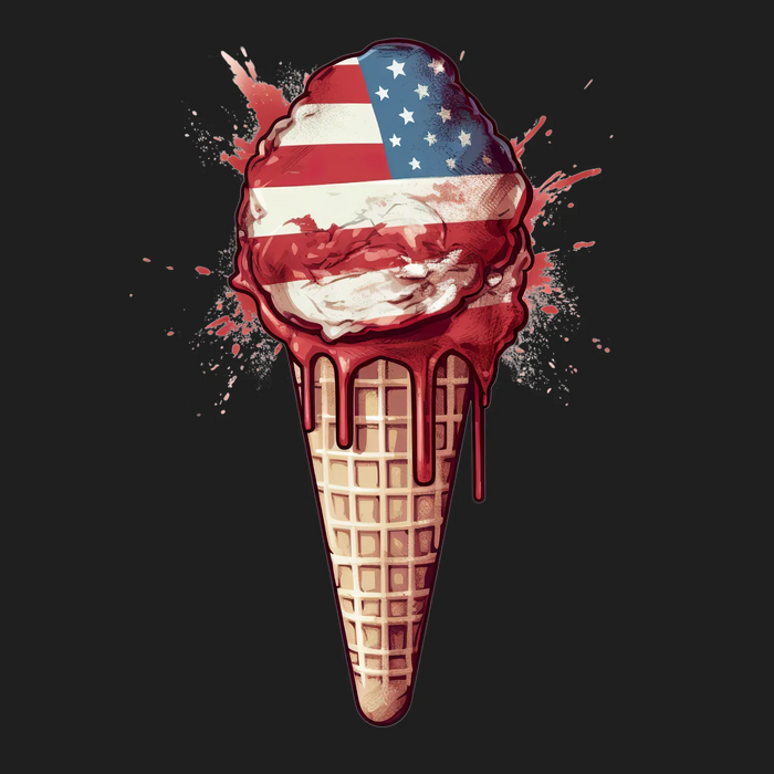 Patriotic Ice Cream USA Flag Splash DTF Transfer Ready to Press