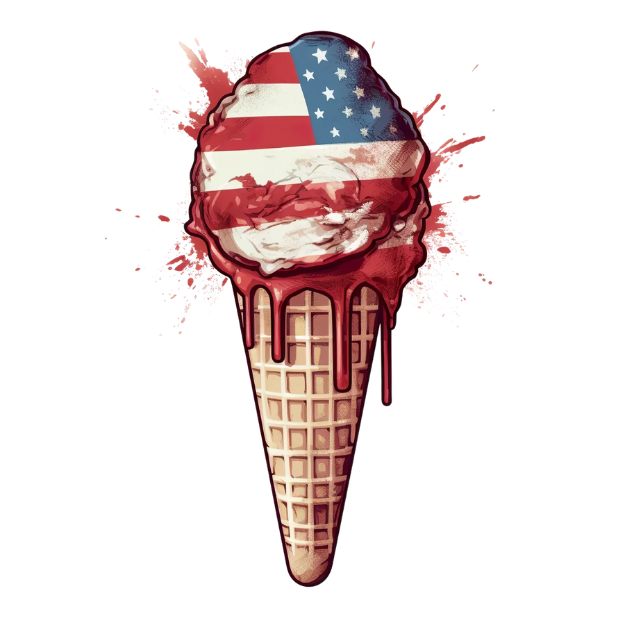 Patriotic Ice Cream USA Flag Splash DTF Transfer Ready to Press