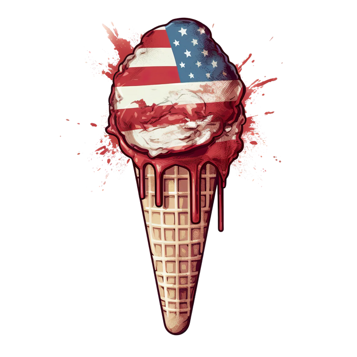 Patriotic Ice Cream USA Flag Splash DTF Transfer Ready to Press