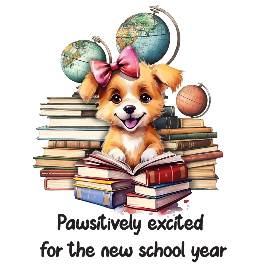 School Year Puppy DTF Transfer Ready to Press