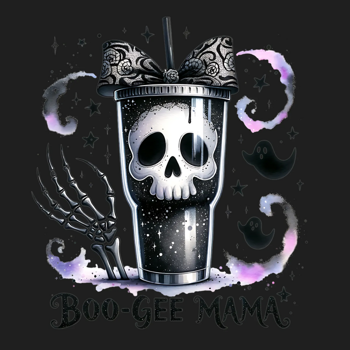 Boo-Gee Mama Skull Cup DTF Transfer Ready to Press