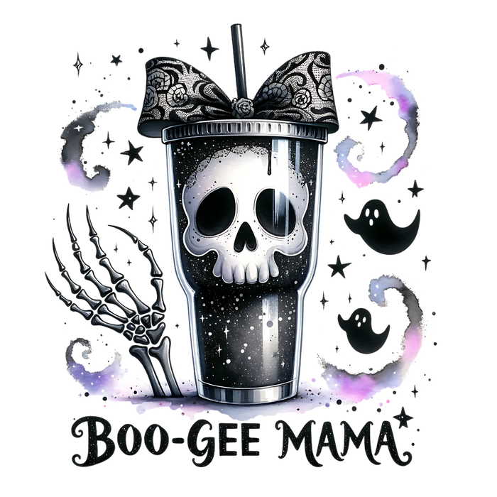 Boo-Gee Mama Skull Cup DTF Transfer Ready to Press