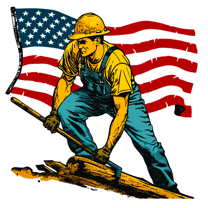 American Flag Worker DTF Transfer