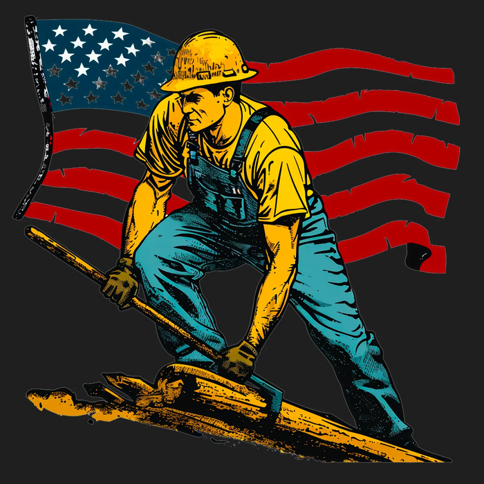 American Flag Worker DTF Transfer