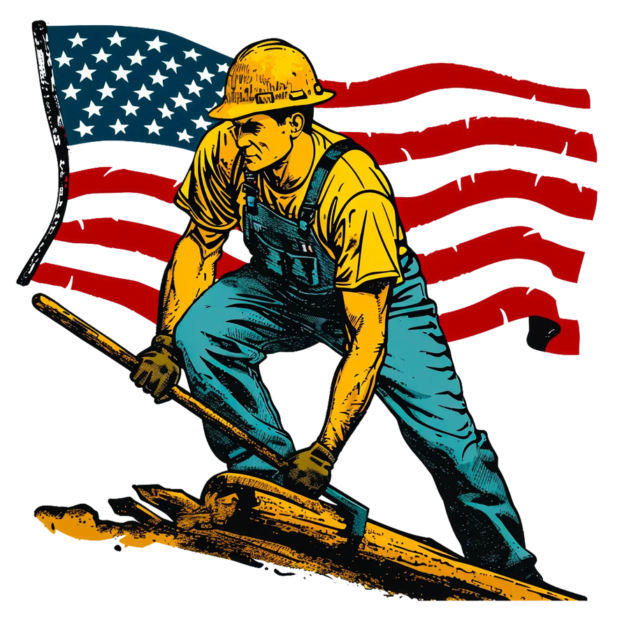 American Flag Worker DTF Transfer