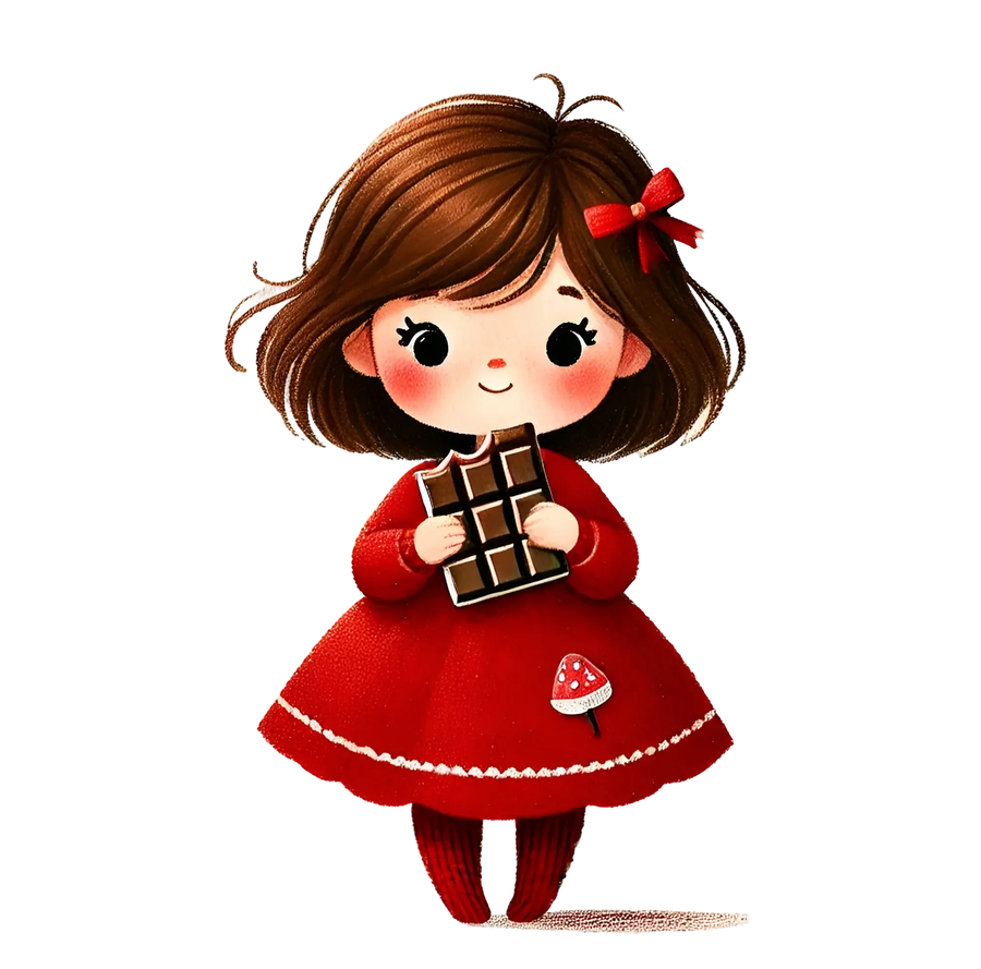 Girl Eating A Piece Of Chocolate Design | DTF Center