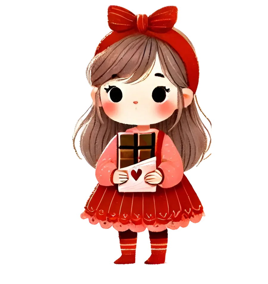 Valentine's Day Girl Eating A Piece Of Chocolate Design | DTF Center