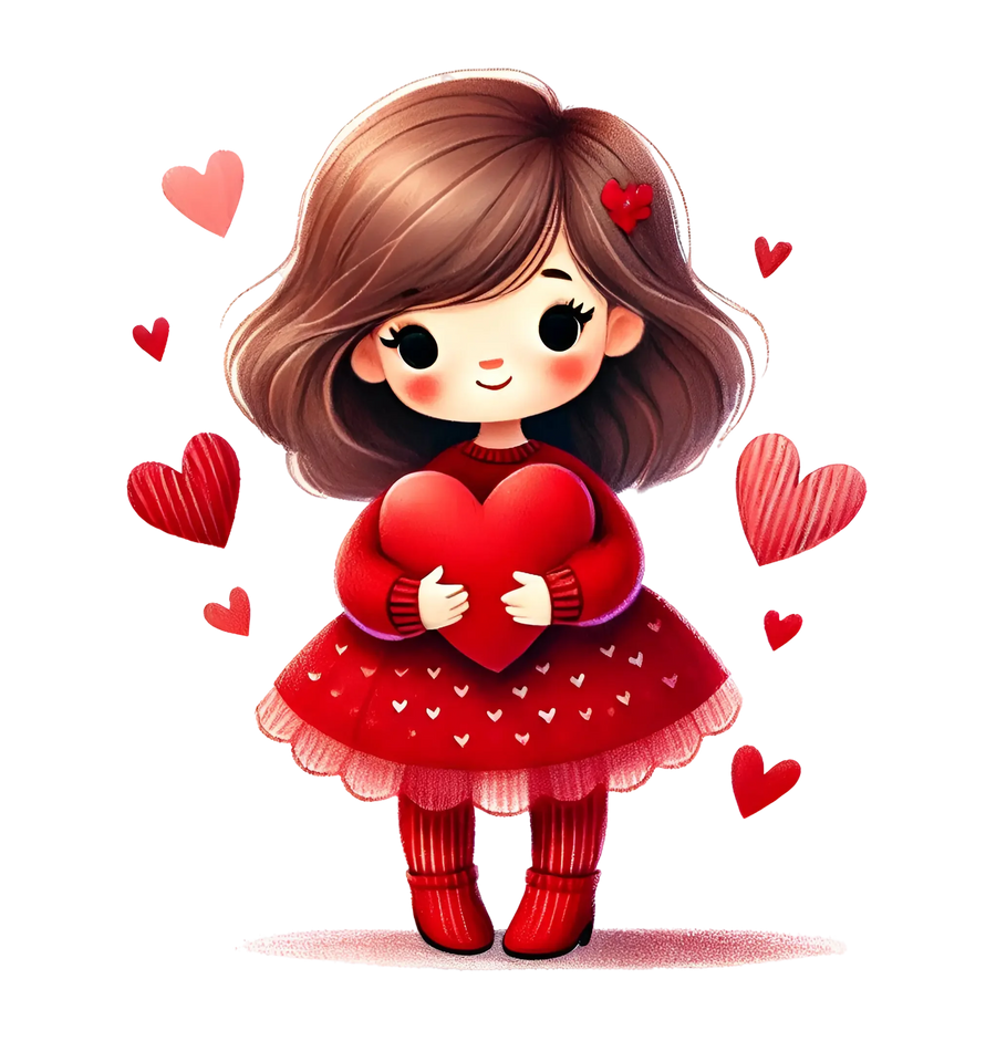 Girl Holding A Big Heart Design | DTF Center