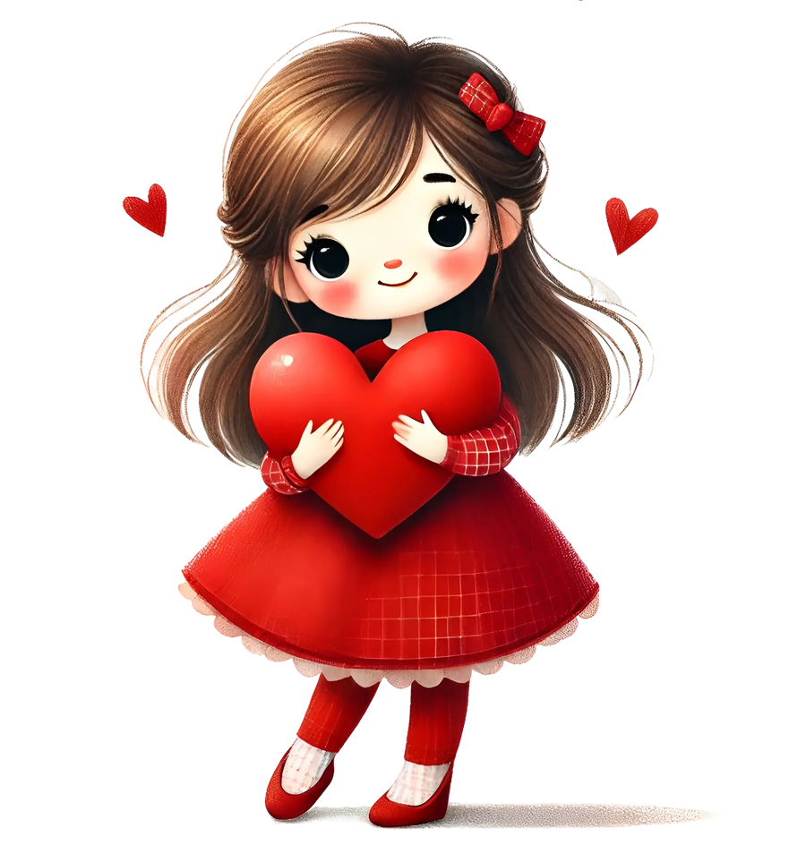 Girl Holding A Big Heart Valentine's Day Design | DTF Center