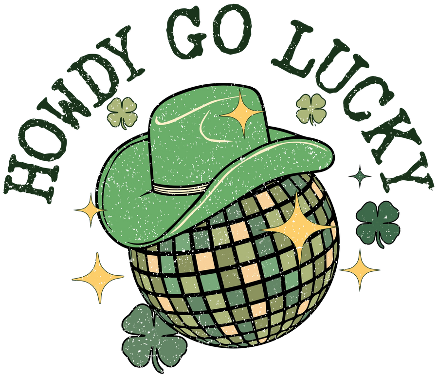 Howdy Go Lucky Patrick's Day Disco Ball Western Design - DTF Ready To Press