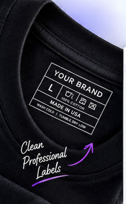 Printed neck label on a black T-shirt