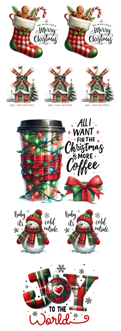 Cozy Christmas: DTF Gang Sheet: Christmas DTF Gang Sheet 22"x60" Premade