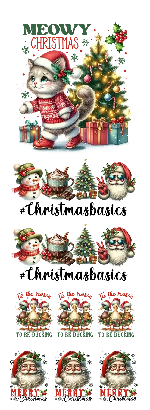 Meowy Christmas: Christmas DTF Gang Sheet 22"x60" Premade
