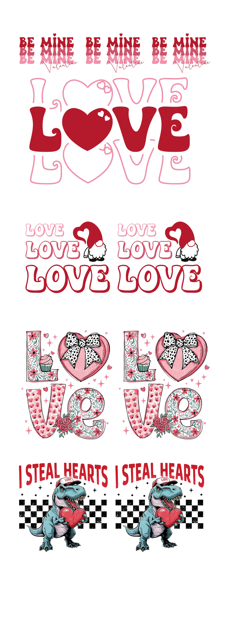 Lustig & Festlich: Valentinstags-DTF-Gang-Sheet 56x152 cm (22"x60") Vorgefertigtes DTF-Gang-Sheet