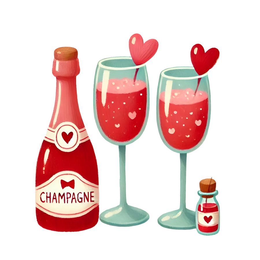 Valentine's Day Champagne Couple Design | DTF Center