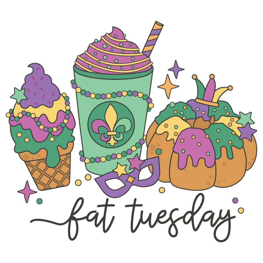 Fat Tuesday Mardi Gras Design - DTF Ready To Press