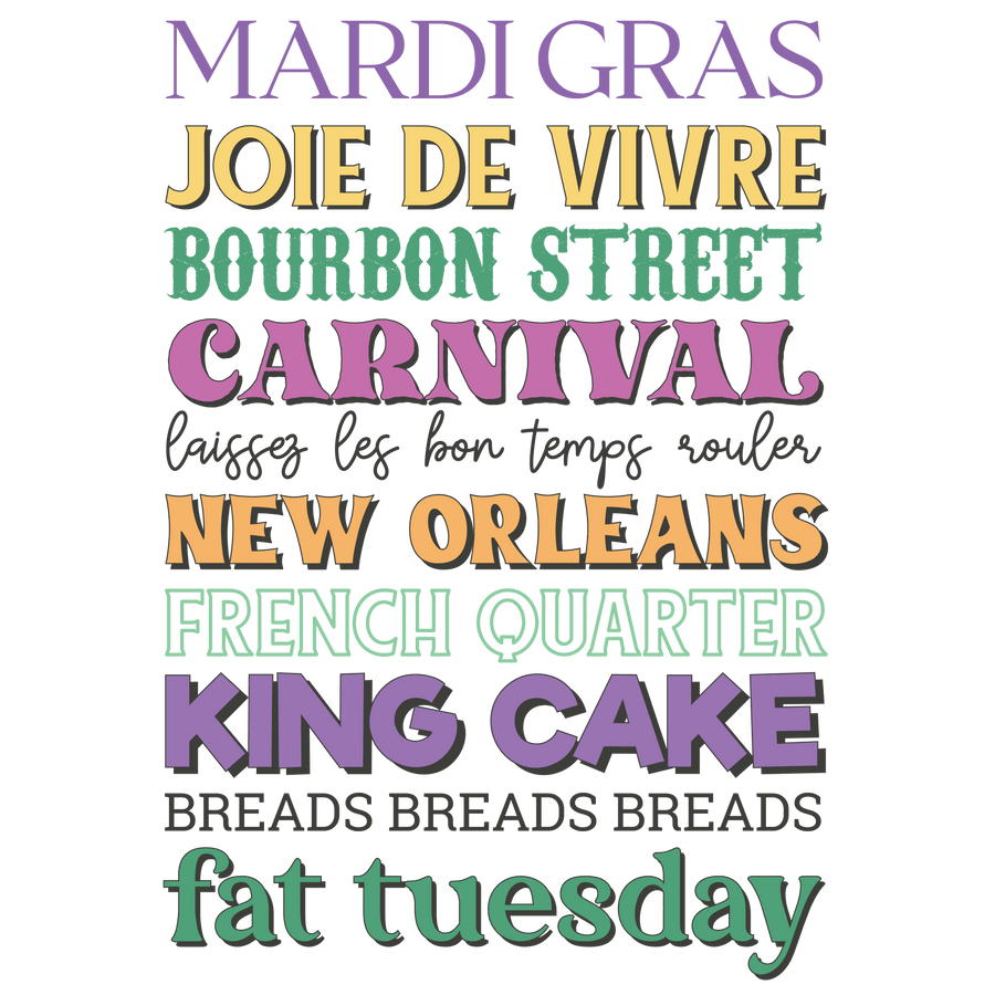 Mardi Gras Carnival Design - DTF Ready To Press