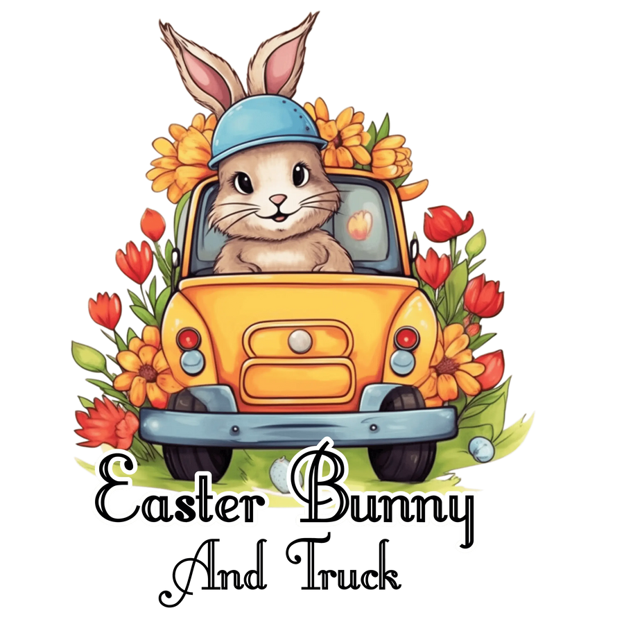 Easter Bunny And Truck Design - DTF Ready To Press