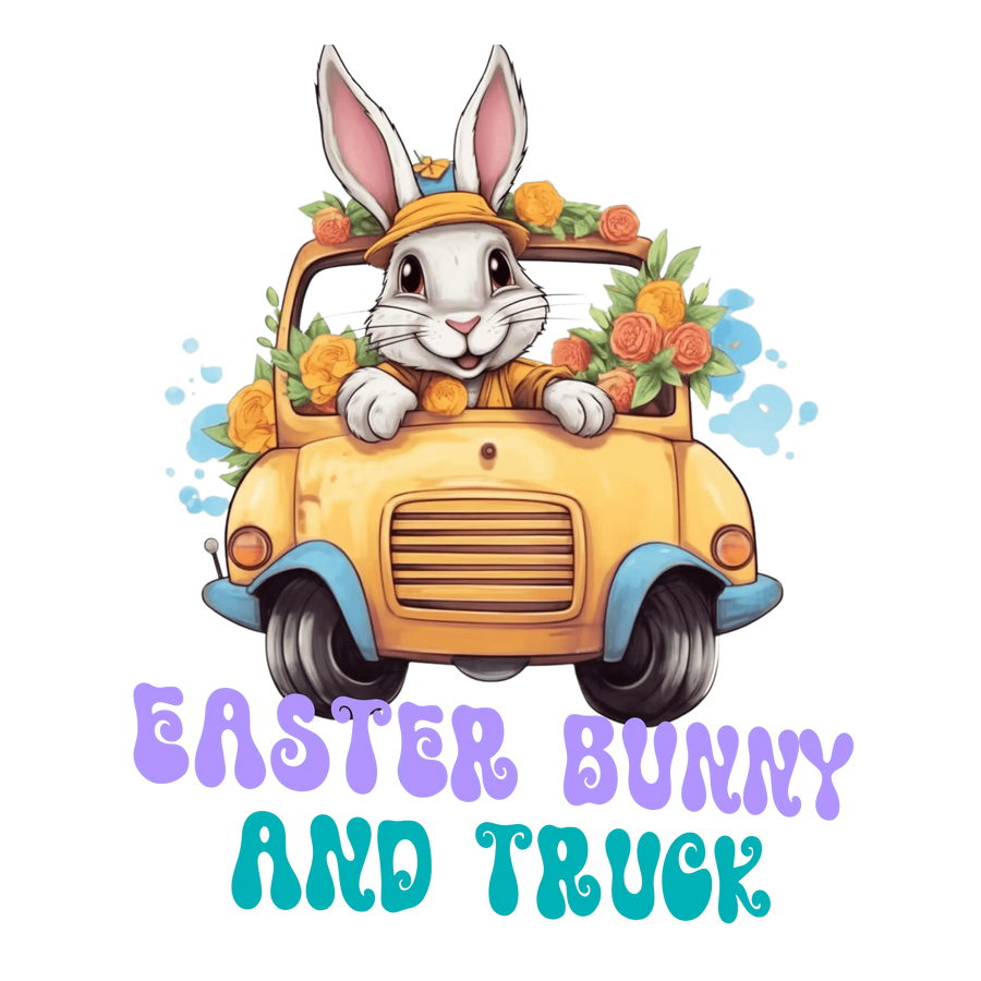 Easter Bunny And Truck Lover Design - DTF Ready To Press