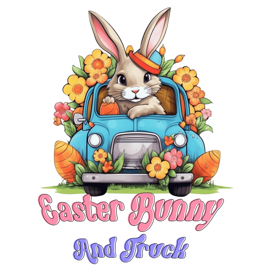 Easter Bunny And Truck Hunting Time Design - DTF Ready To Press