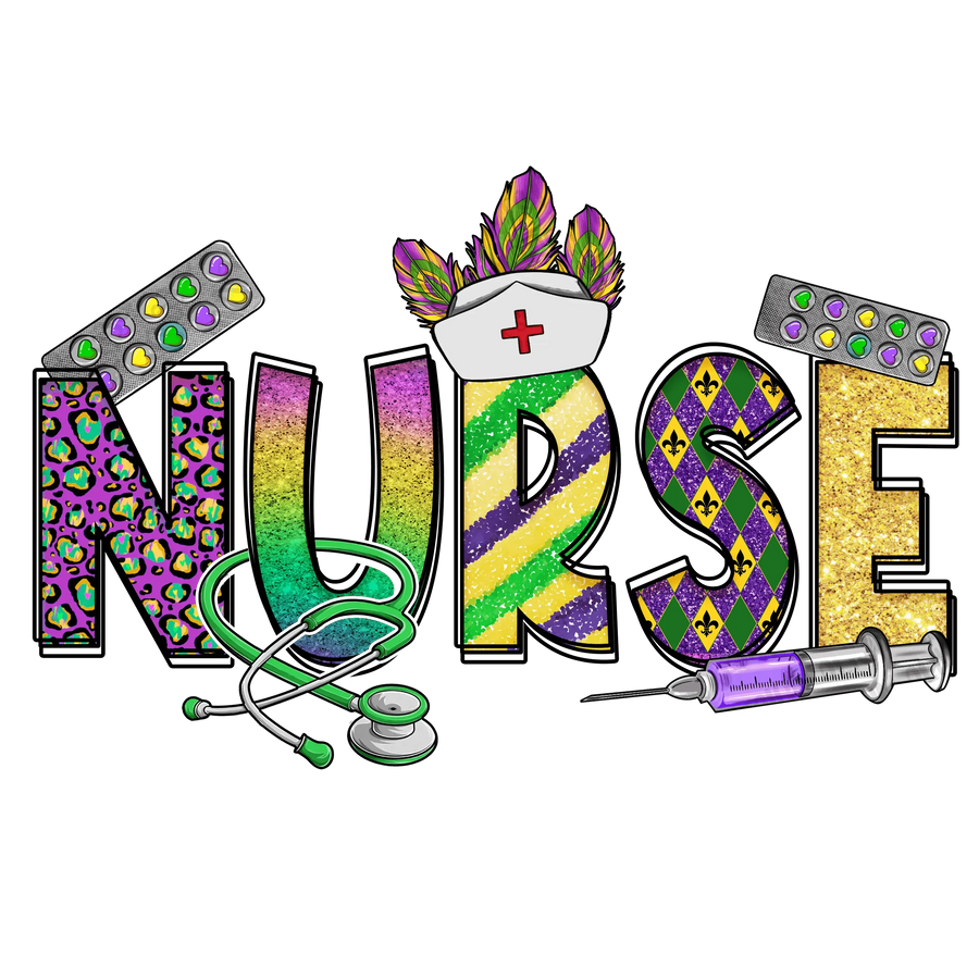 Fasching Krankenschwester Design - DTF bereit zum Aufpressen