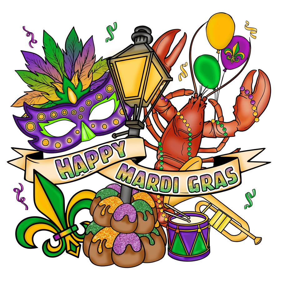 Fröhliches Mardi Gras Design - DTF Bügelbild