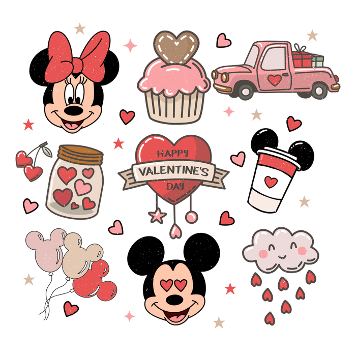Minnie And Mickey Happy Valentine's Day Design - DTF Ready To Press - DTF Center 
