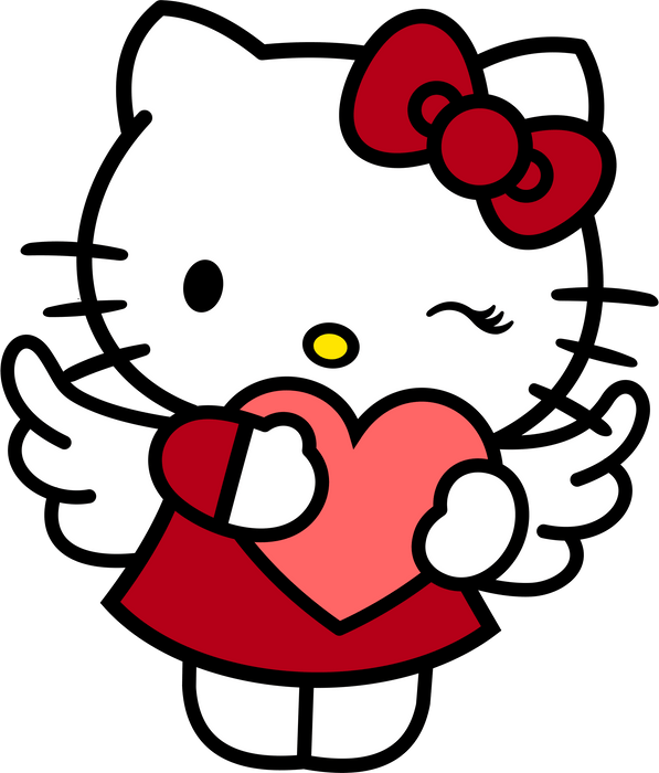 Hello Kitty Valentine's Day Heart Design - DTF Ready To Press - DTF Center 