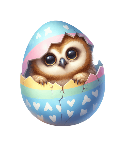 Happy Easter Cute Owl Design - DTF Ready To Press - DTF Center 