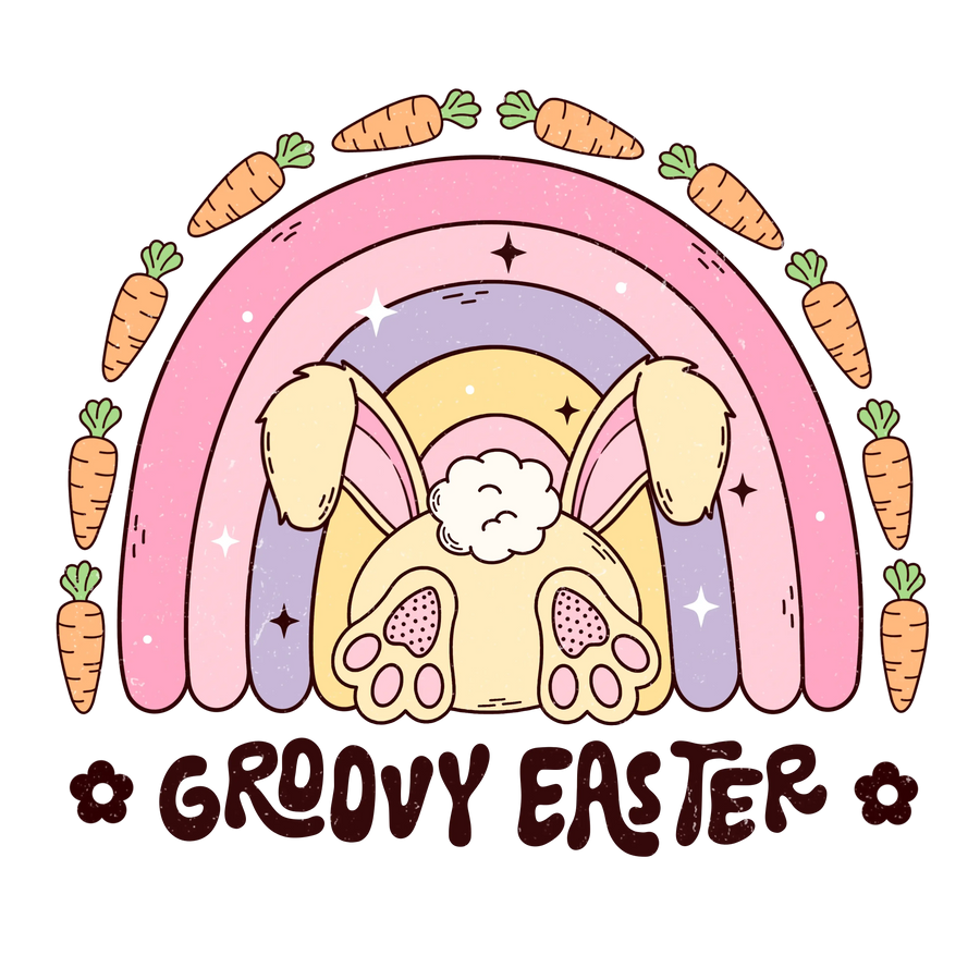 Retro Groovy Easter Design - DTF Ready To Press