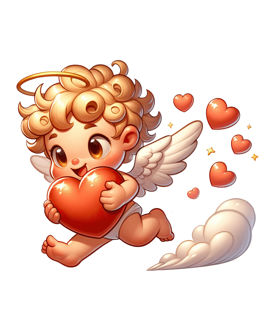 Baby Cupid Heart Design - DTF Ready To Press