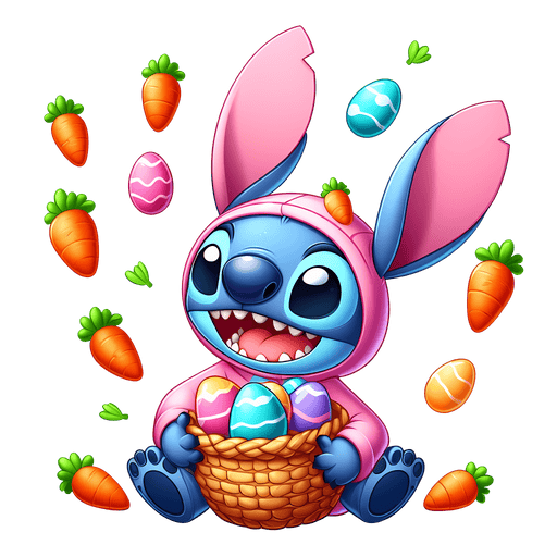 Stitch Bunny Easter Design - DTF Ready To Press - DTF Center 