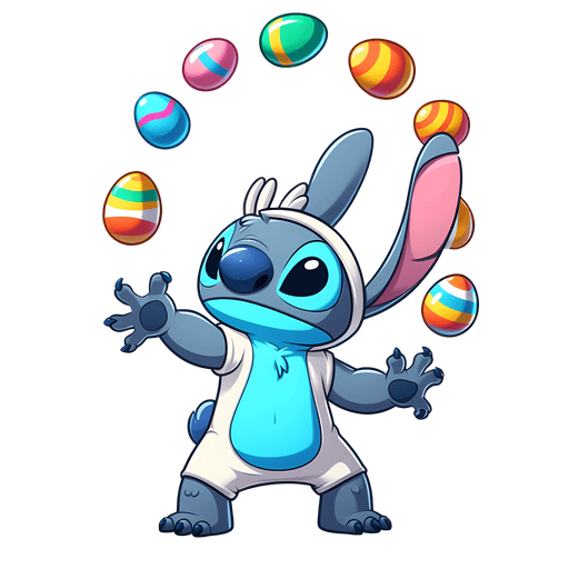 Stitch and Colorful Easter Egg Design - DTF Ready To Press - DTF Center 