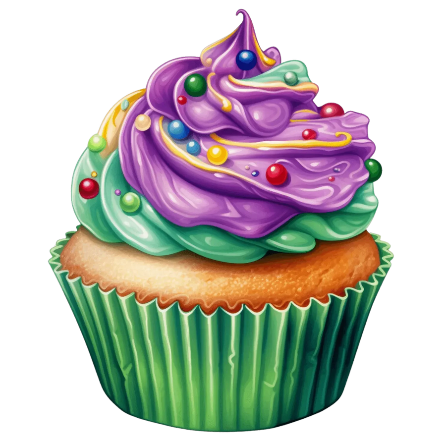 Mardi Gras Cupcake Design - DTF Ready To Press