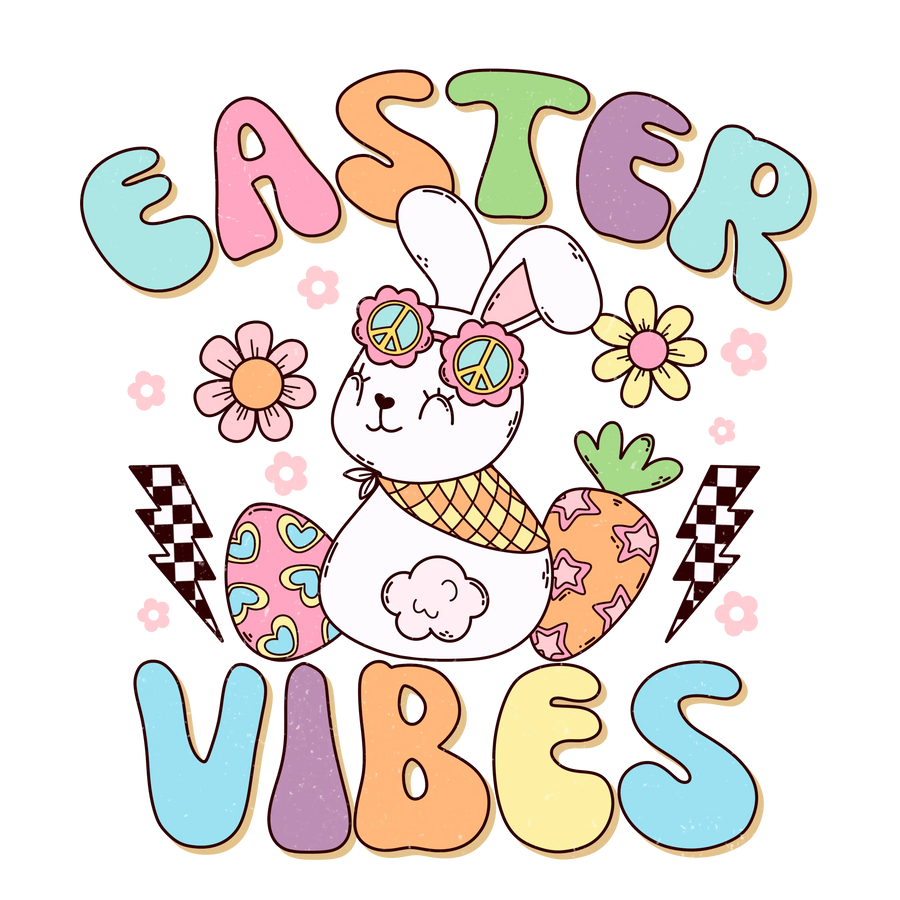 Retro Easter Vibes Design - DTF Ready To Press
